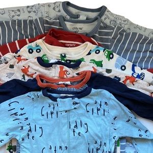 Baby Boy Bundle of 7 Footie Zip Up Sleepers